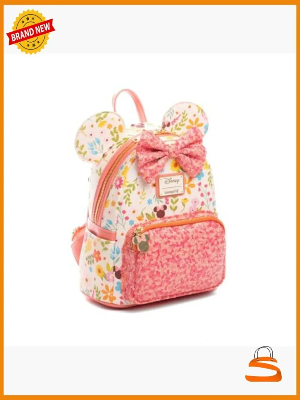 Loungefly Disney Minnie Mouse Springtime Sequins Mini Backpack Faux Leather